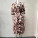 SC Casual Half Sleeve O Neck Print Dress GYSM-W0527