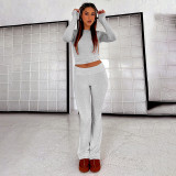 SC Solid Color Tops And Flare Pants 2 Piece Set GYSM-W0719