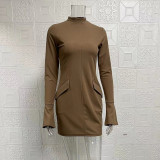 SC Solid Color Flare Sleeve Midi Dress GYSM-W0720