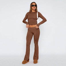 SC Solid Color Tops And Flare Pants 2 Piece Set GYSM-W0719
