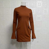 SC Solid Color Flare Sleeve Midi Dress GYSM-W0720