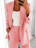 SC Plus Size Lapel Cardigan Blazer And Pants 2 Piece Set GYSM-W0298