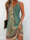 SC Plus Size Printed Single Breasted Sleeveless V-Neck Mini Dress GYSM-W0736