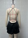 SC Solid Color Backless Sling Mini Dress GYSM-W0732