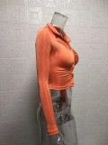 SC Pleated Lapel Single Breasted Long Sleeve Shirt GYSM-W0292