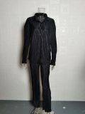 SC Solid Color Long Sleeve Split Shirt Pants Two Piece Set GYSM-W0513
