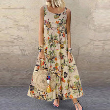 SC Plus Size Fashion Sleeveless O Neck Print Dress GYSM-W0094