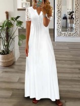 SC Plus Size Short Sleeve V Neck Print Long Dress GYSM-W0549