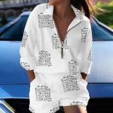 SC Print Long Sleeve Shirt Two Piece Shorts Set GYSM-W0553