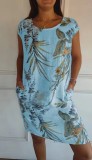 SC Plus Size Loose Short Sleeve Print Dress GYSM-W0746