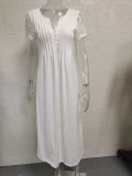 SC Plus Size Short Sleeve V Neck Print Long Dress GYSM-W0549