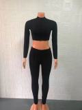 SC Solid Color Long Sleeve Pants Sport Two Piece Set GYSM-W0305