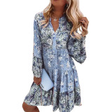 SC Plus Size V-neck Floral Patchwork Print Mini Dress GYSM-W0531