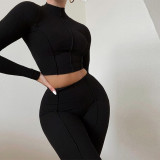 SC Solid Color Long Sleeve Pants Sport Two Piece Set GYSM-W0305
