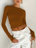 SC Solid Color Long Sleeve O Neck Tops GYSM-LZY014