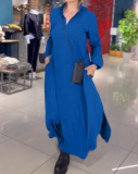 SC Solid Color V Neck Loose Long Dress GYSM-W0724