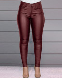 SC Solid Color PU Leather Casual Pencil Pants GYSM-W0314