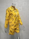 SC Print Long Sleeve Shirt Two Piece Shorts Set GYSM-W0553