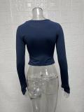 SC Solid Color Long Sleeve O Neck Tops GYSM-LZY014