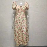 SC Casual Bubble Sleeve Sling Split Print Dress GYSM-W0274