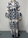 SC Plus Size Bohemian Print Long Sleeve Shirt Dress GYSM-W0704