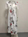 SC Plus Size Short Sleeve V Neck Print Long Dress GYSM-W0549