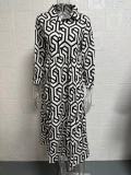 SC Long Sleeve Print Lapel Shirt Dress GYSM-W0515