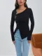 SC Button Irregular Knit Bottom Shirt Top GYSM-LIU-WP-023