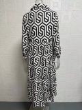 SC Long Sleeve Print Lapel Shirt Dress GYSM-W0515