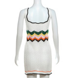 SC Contrast Color Sleeveless Knits Mini Dress XEF-45315
