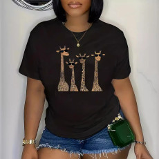 SC Plus Size Casual Short Sleeve Print T Shirt YIM-399