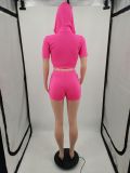 SC Solid Color Fashion Hoodies Shorts Two Piece Set YIM-074