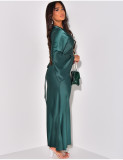 SC Loose Printed Casual Satin Long Dress LS-0406