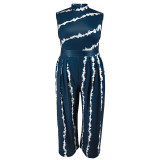 SC Plus Size Sleeveless Print Loose Jumpsuit GDAM-040
