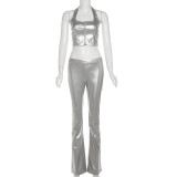 SC Fashion Sexy Halter Zip Vest Pants Two Piece Set XEF-K24S44680
