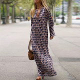 SC Plus Size Long Sleeve Print Split Maxi Dress GDAM-013