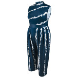 SC Plus Size Sleeveless Print Loose Jumpsuit GDAM-040