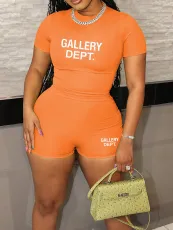 SC Candy Color Letter Print Sports Short Sleeve Shorts Set SFY-2305G