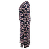 SC Plus Size Long Sleeve Print Split Maxi Dress GDAM-013