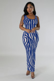 SC Zebra Print Backless Two Wear Long Dress SFY-2768