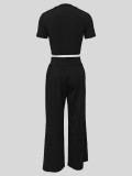 SC Short Sleeve Tops Wide Leg Pants Two Piece Set MIL-T115