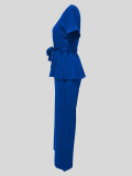 SC Solid Color Strappy Top Wide Leg Pants Casual Set MIL-T110