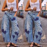 SC Casual Loose Heart Spliced Tube Jeans GYAN-16849