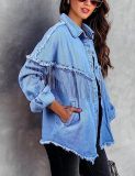 SC Chain Studded Street Fashion Single Breasted Denim Jacket GYAN-641