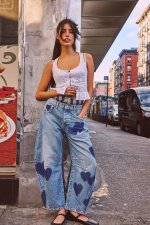SC Casual Loose Heart Spliced Tube Jeans GYAN-16849