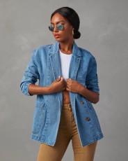 SC Fashion Washed Blue Denim Blazer GYAN-32137