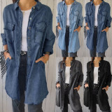 SC Plus Size Fashion Loose Lapel Denim Jacket GYAN-9093