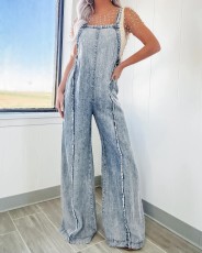 SC Loose Denim Wide Leg Jumpsuit Back Pants GYAN-16859