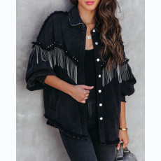 SC Chain Studded Street Fashion Single Breasted Denim Jacket GYAN-641