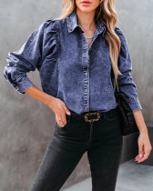 SC Lapel Long Sleeve Fashion Denim Shirt GYAN-657